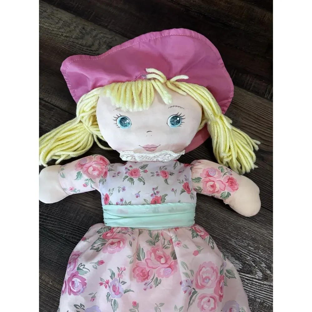 Vintage 1995 Sweetie Mine Rag cloth Doll Pillow Plush Blonde Pink Floral